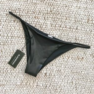 NWT Blackbough Swim String Black Glossy Bikini Bottom